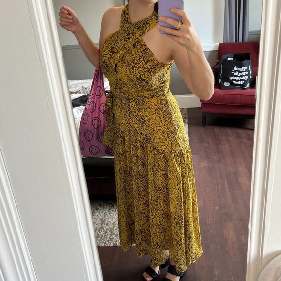 Free ship! Taylor Dresses Crisscross/Halter Snakeskin Print Maxi Dress Size 2 - Picture 2 of 14